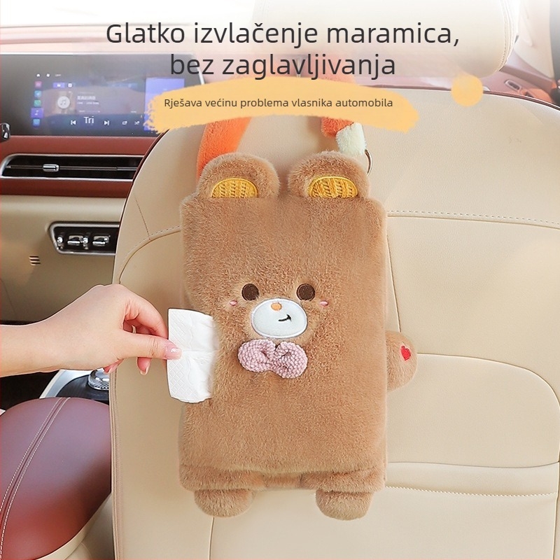 Mekana kutija za maramice za automobil, viseća na stražnji naslon sjedala, s slatkim crtani dizajnom, dekor unutrašnjosti automobila