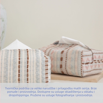 Teksturirana kutija za maramice, držač za maramice, navlaka za maramice, platnena torba za maramice za dnevni boravak, skandinavski stil skladištenja od platna