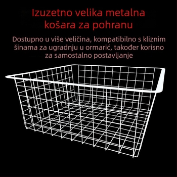 Ekstra velika košara za pohranu u garderobi, organizator za grickalice, kovano željezo, izvučni prostor za duboki ormar