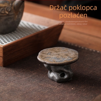 Retro keramički držač poklopca za čajnik u stilu Tang-Song, držač poklopca od grube keramike, podmetač poklopca od ljubičaste gline s graviranim tekstom