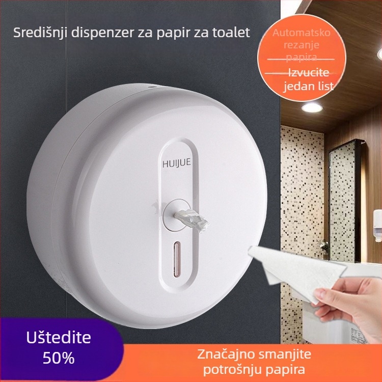 Zidni dispenser toaletnog papira bez bušenja za hotele i javne toalete, veliki rola, doziranje po jednom listu