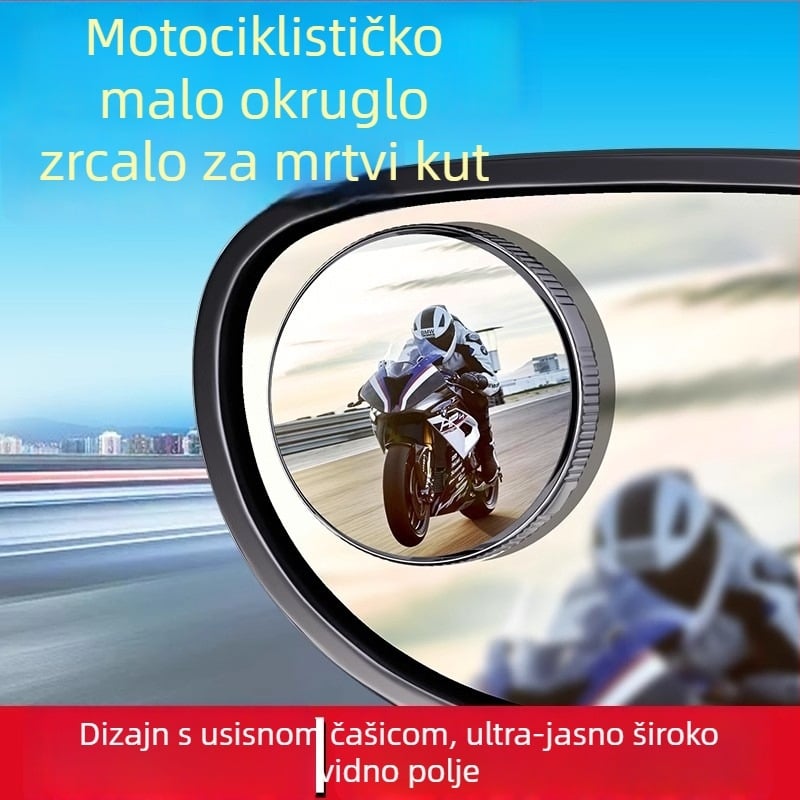 Motociklističko retrovizor, malo kružno ogledalo, široko vidno polje, ultra-širok kut konveksno ogledalo, pomoć pri mrtvim kutovima i vožnji unazad