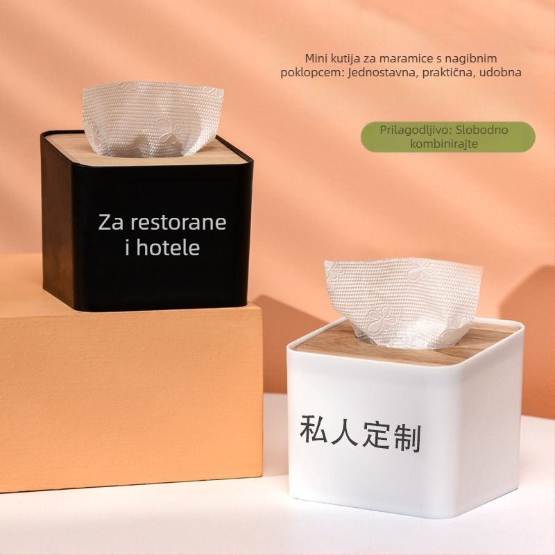 Mini kutija za papirnate maramice od bambusa sa šikim otvorom, kompaktnih dimenzija, za dom, ured i ugostiteljstvo