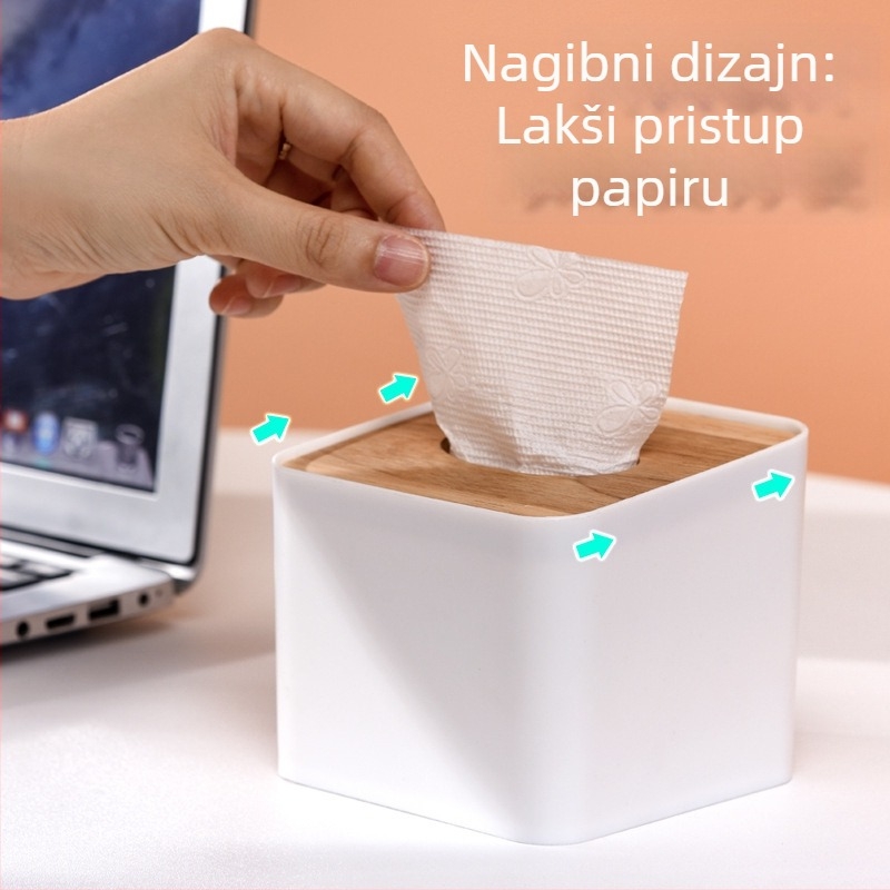 Mini kutija za papirnate maramice od bambusa sa šikim otvorom, kompaktnih dimenzija, za dom, ured i ugostiteljstvo