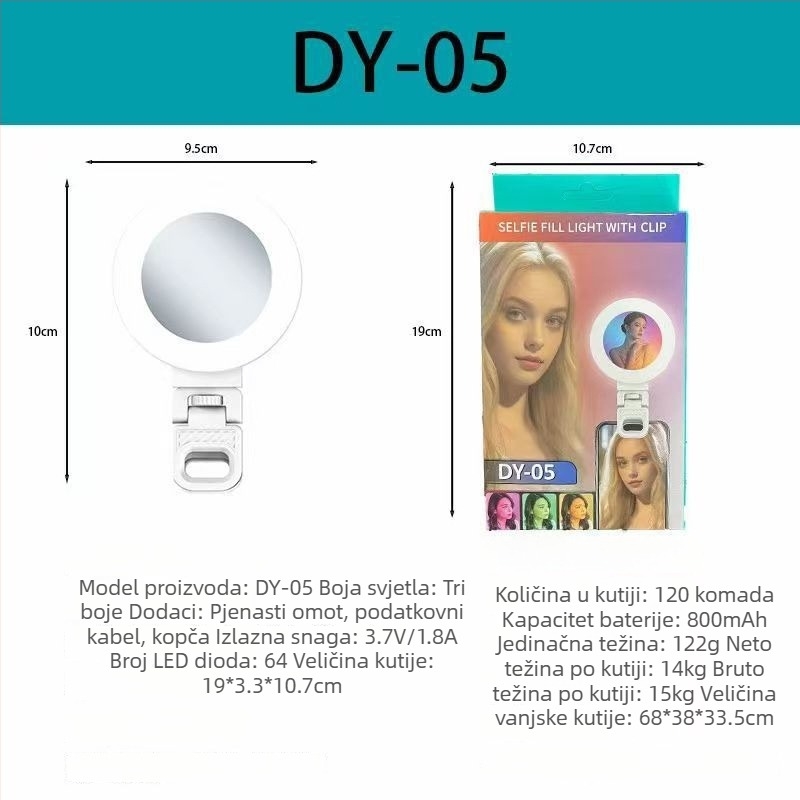 Py-11 Mini Klips Svjetlo za Laptop – Osvjetljenje za Video Pozive i Selfije, 3 Nijanse Boje, Džepne Veličine, Ugrađena Baterija
