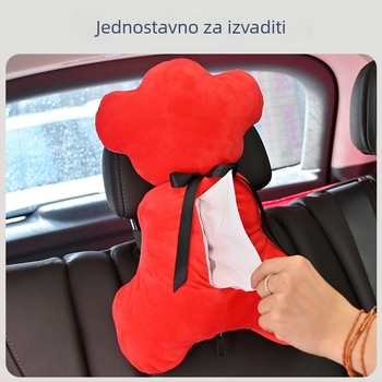 Plušaasta viseća kutija za maramice u auto — može se objesiti na sunčani vizor, naslon sjedala ili krovni prozor (37 × 30 cm)