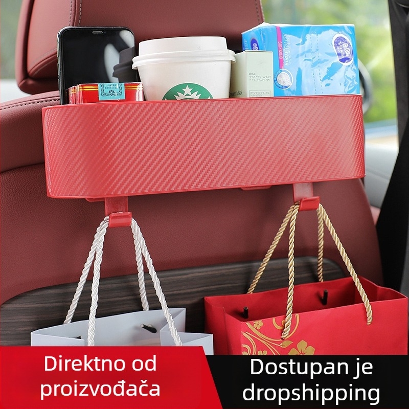 Organizator za stražnja sjedala automobila s držačem za čašu i kutijom maramica – višenamjenski spremnik