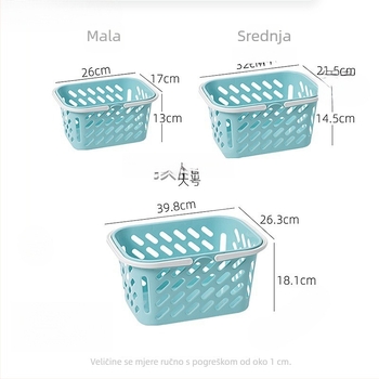 Plastična košarica s perforacijama, mala kućna košarica s ručkom, pogodna za kupaonicu, voće i povrće, za kupovinu