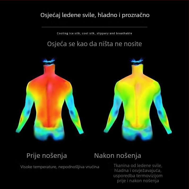Muška majica s dugim rukavima od ice silk materijala, lagana ljetna, brzo se suši, prozračna, zaštita od sunca, za trčanje na otvorenom i fitness