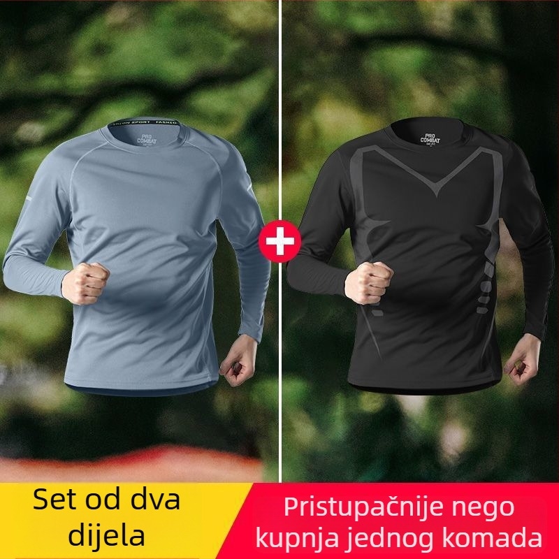 Muška majica s dugim rukavima od ice silk materijala, lagana ljetna, brzo se suši, prozračna, zaštita od sunca, za trčanje na otvorenom i fitness