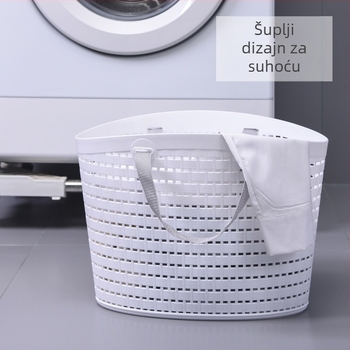 Koš za rublje u japanskom stilu s ručkom, vodootporan, velik plastični koš za prljavo rublje sa prorezanim dizajnom za pohranu