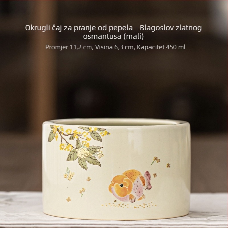 Keramička posuda za pranje čaja, oblik velike zlatne ribice, kineski stil, dodaci za čajnu ceremoniju