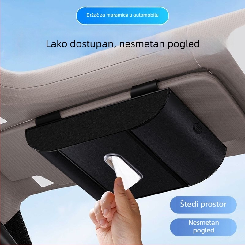 Višenamjenska viseća kutija za maramice u automobilu s pretincom za kartice i nosačem za naočale