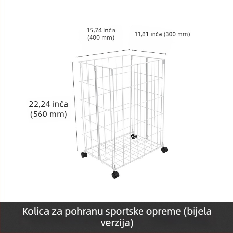 Sklopiva kovinska košara za pohranu joga prostirke s kotačićima za kućnu fitness opremu