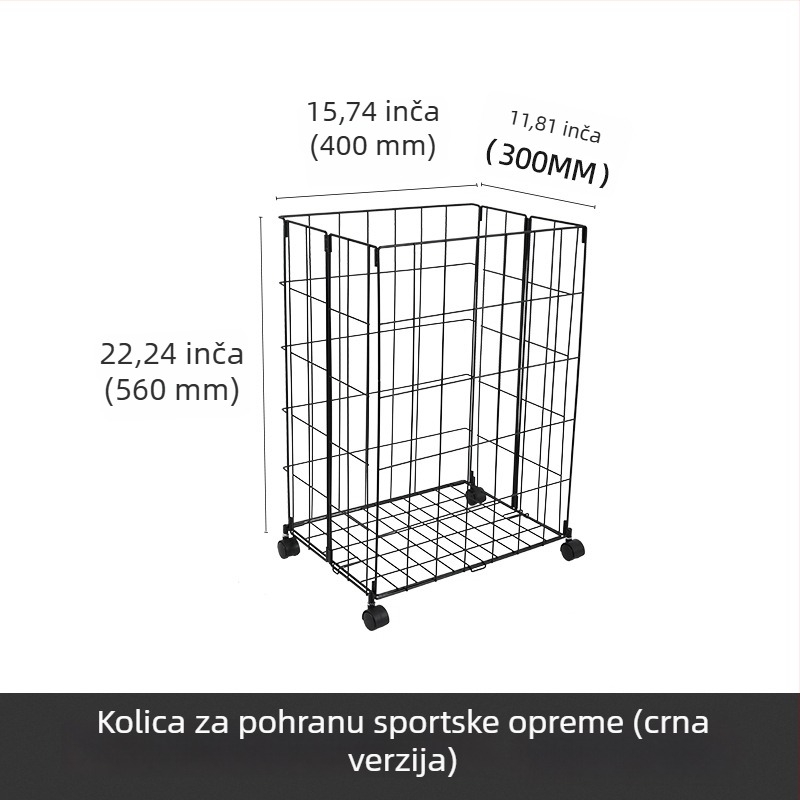 Sklopiva kovinska košara za pohranu joga prostirke s kotačićima za kućnu fitness opremu