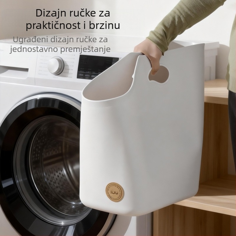 Veliki kućni koš za rublje s kotačićima, japanski stil, bijelo-siva, za prljavo rublje