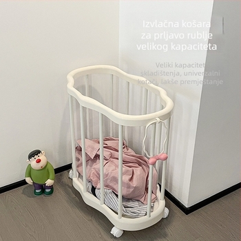 Prijenosni koš za prljavo rublje s kotačićima za kućnu kupaonicu, velik kapacitet, pogodan za dom, studentski dom i uske prostore.