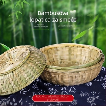Koš za voće od bambusa s ravnim dnom, kućna bambus košara za pohranu voća, ručno izrađena bambus košara