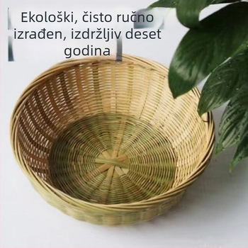 Koš za voće od bambusa s ravnim dnom, kućna bambus košara za pohranu voća, ručno izrađena bambus košara