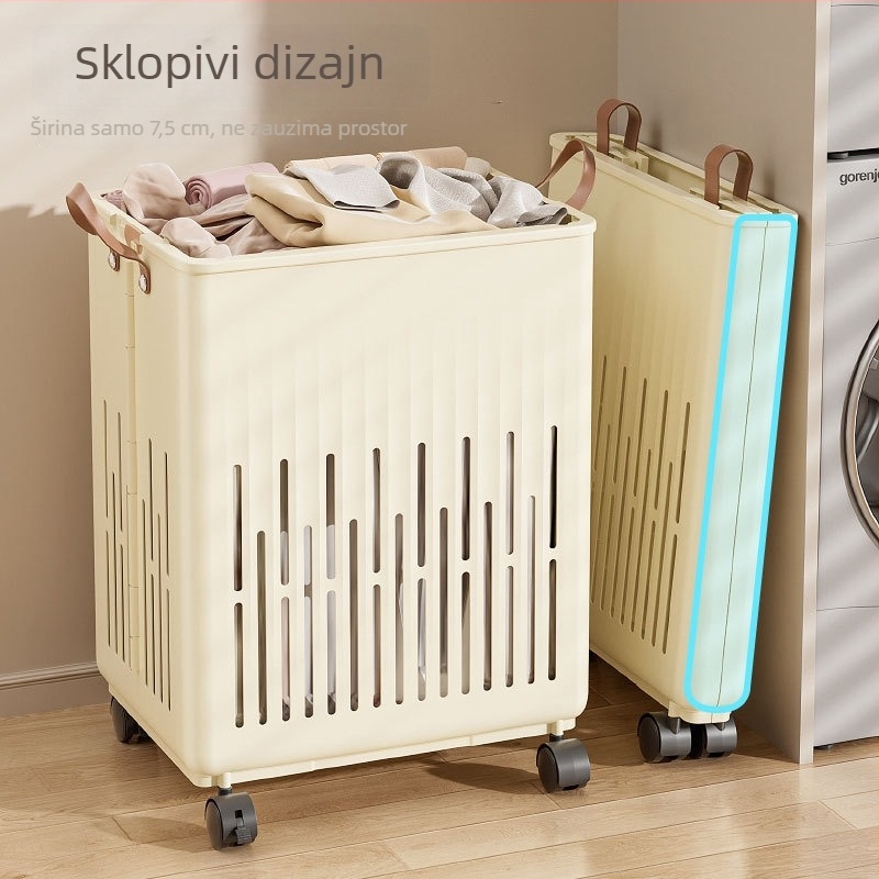 Sklopivi koš za prljavo rublje s kotačićima, za kupaonicu, veliki kapacitet skladištenja rublja