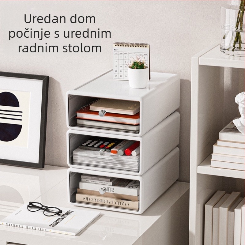 Organizator za stolni radni prostor s ladicom za kozmetiku i nakit, kutija za pohranu za dom i učenje