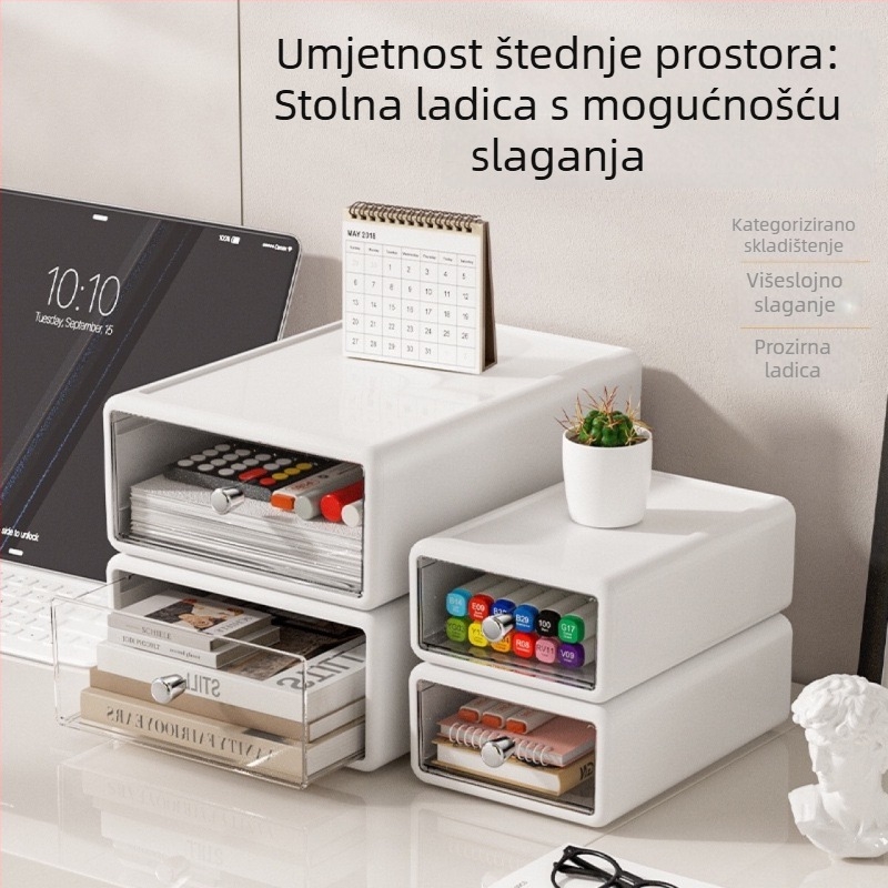 Organizator za stolni radni prostor s ladicom za kozmetiku i nakit, kutija za pohranu za dom i učenje