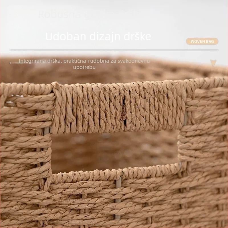 Košara za pohranu s poklopcem od umjetnog ratana, za dnevni boravak, japanski minimalistički stil
