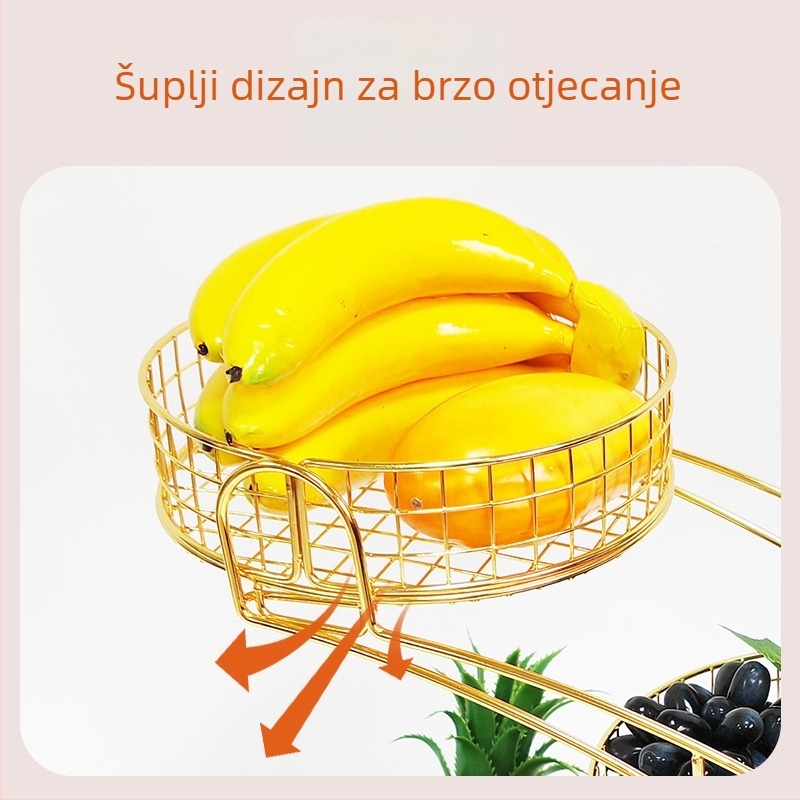 Trostruki slojeviti okrugli koš za voće u skandinavskom stilu, za kućnu upotrebu, dnevni boravak i skladištenje užina