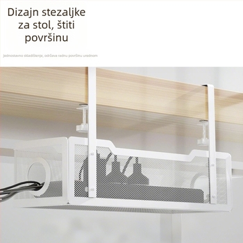 Metalni držač ispod stola za upravljanje kabelima, pohranu, viseća košarica i organizator utičnica
