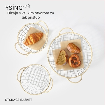 Kovana željezna stolna košara za grickalice i voće, mrežasti dizajn, ins-stil