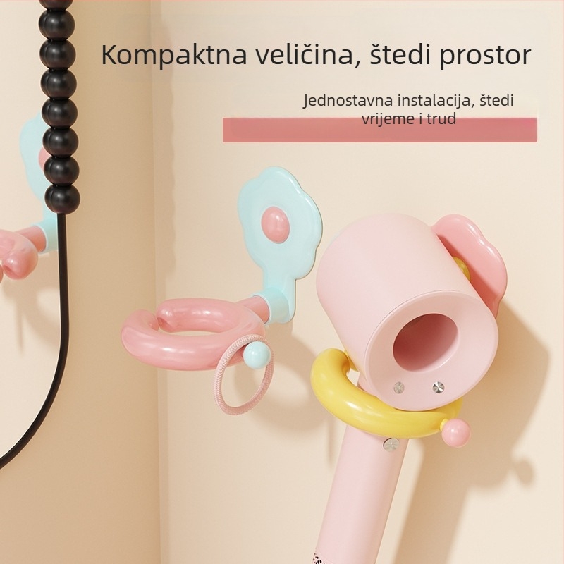 Dopamine držač sušila za kosu s policom za cvijeće, zidni dodatak za kupaonicu