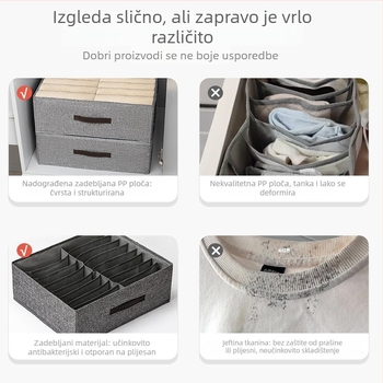 Platnena kutija za pohranu odjeće s dvostrukim redovima pregrada, garderoba, 18 L, sklopiva