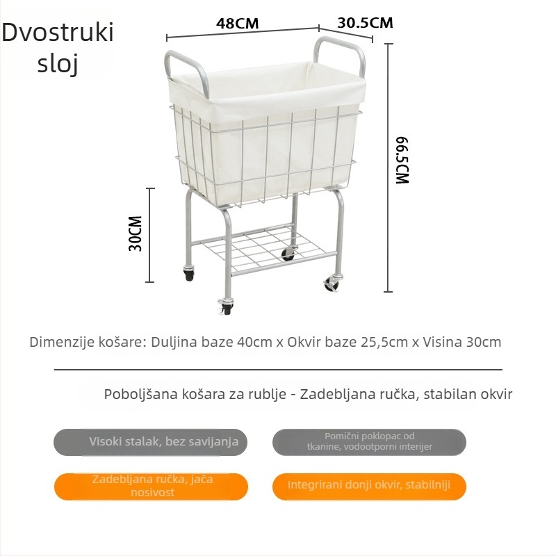Koš za prljavu odjeću s velikim kapacitetom za kupaonicu, prenosni