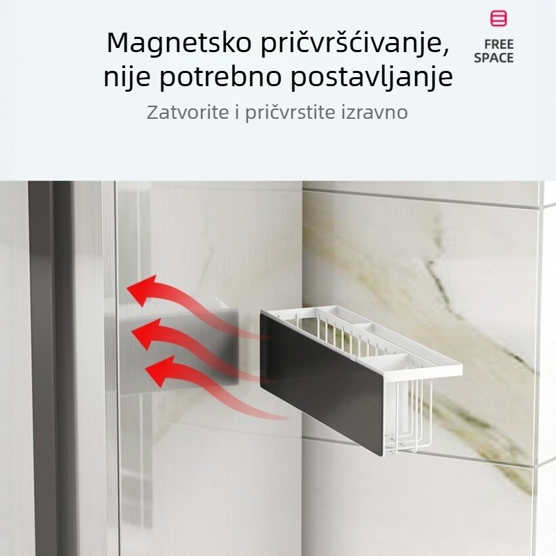 Magnetski produženi zidni organizator za kupaonicu i kuhinju, velik kapacitet, s dijelovima u japanskom stilu