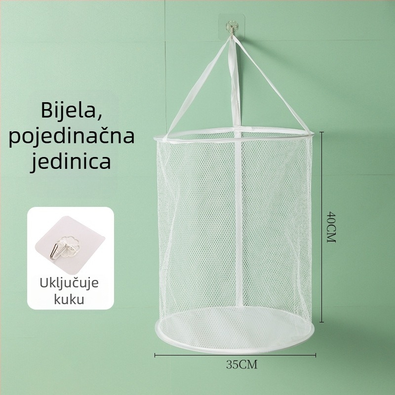 Zidni sklopivi koš za rublje s mrežom od najlona i metalnim okvirom