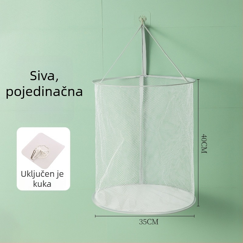 Zidni sklopivi koš za rublje s mrežom od najlona i metalnim okvirom