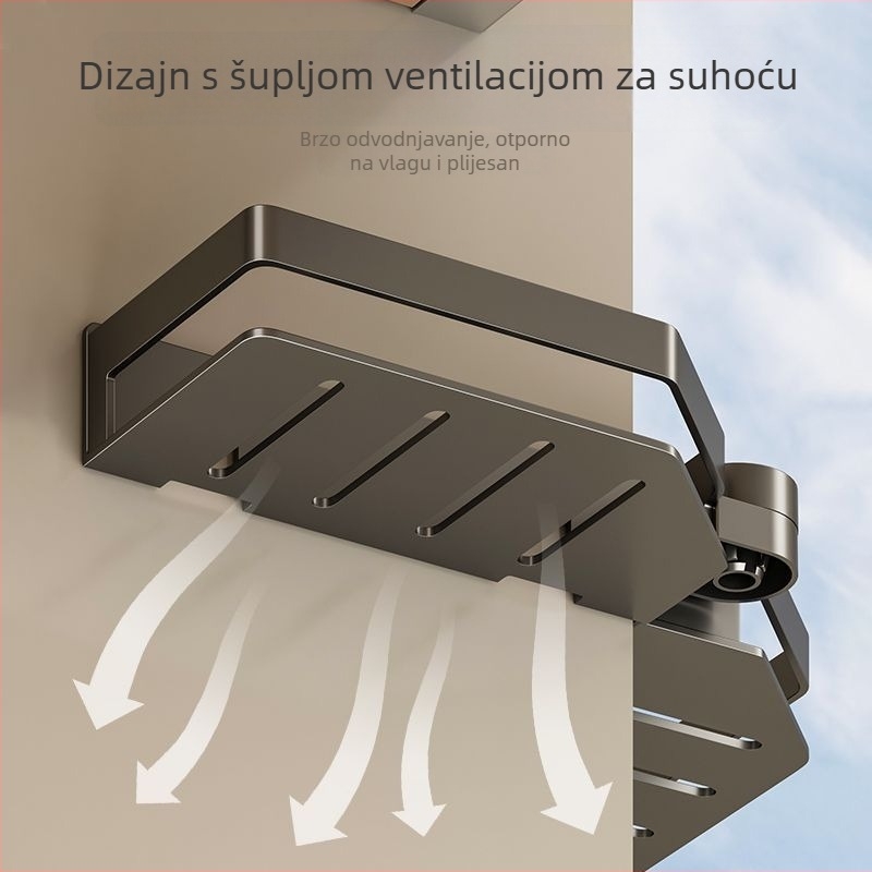 Zidni stalak za začine, aluminij, bez bušenja