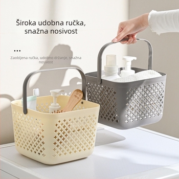 Plastična plava košara za pohranu s ručkom, veliki kapacitet, pogodna za kupaonicu i za piknik