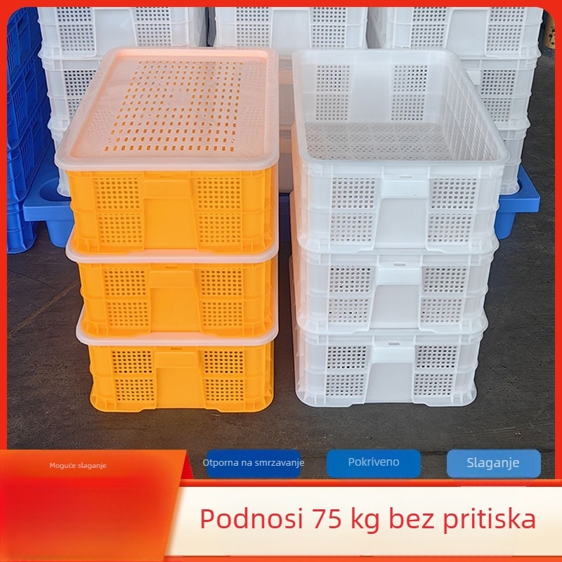 Plastična ventilirajuća košara s poklopcem za prijevoz hrane, posuda za voće i povrće