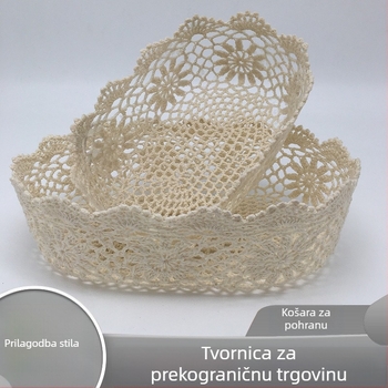 Ovalne čipkaste košare za skladištenje, ručno pletene, slatke male košare za ključe, grickalice i skladištenje