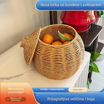 Nova posuda s poklopcem u obliku tikve, imitacija ratana, za voće, grickalice i čaj