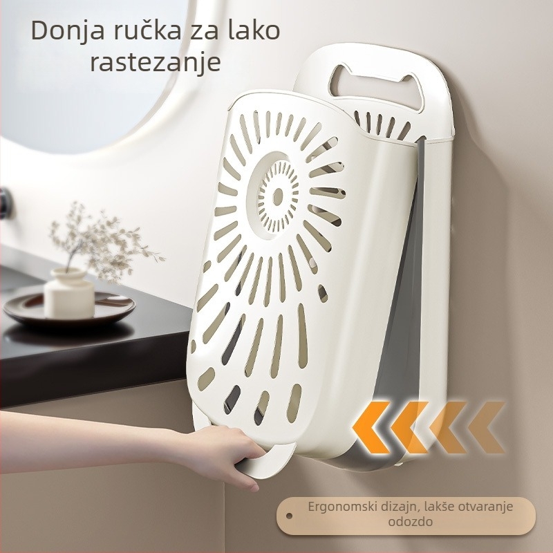 Sklopiva zidna košara za rublje za dom i kupaonicu, prenosiva košara za rublje s pretincima za razvrstavanje