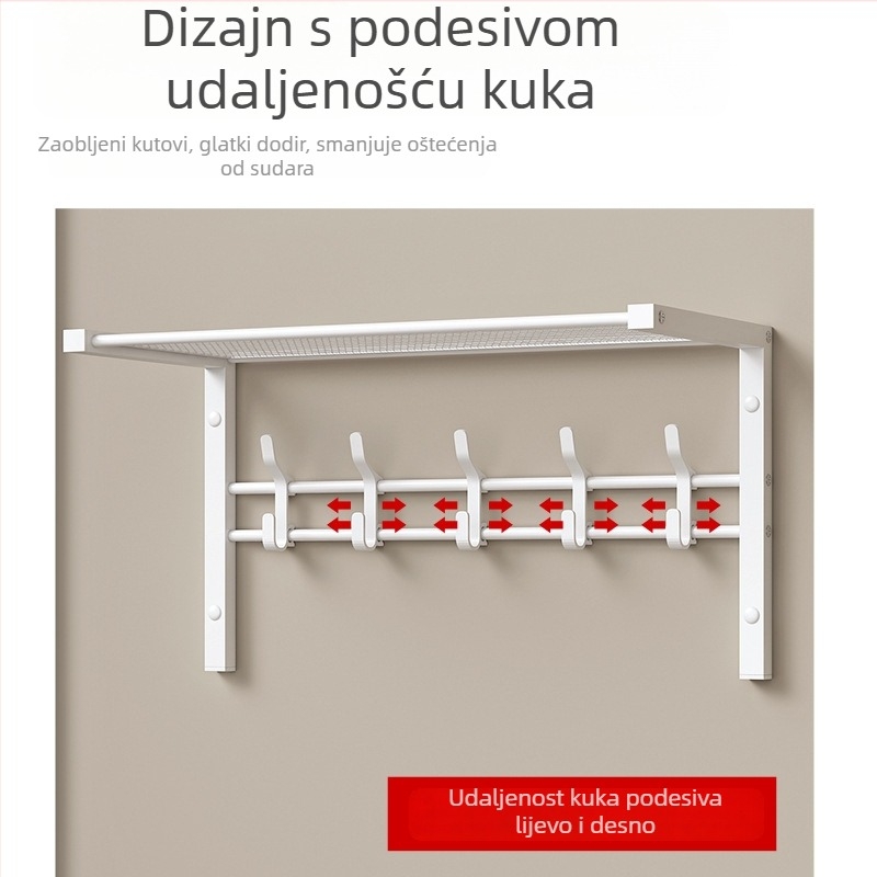 Bez bušenja: zidna vješalica za hodnik s prostorom za kapute i šešire te pomičnim kukama