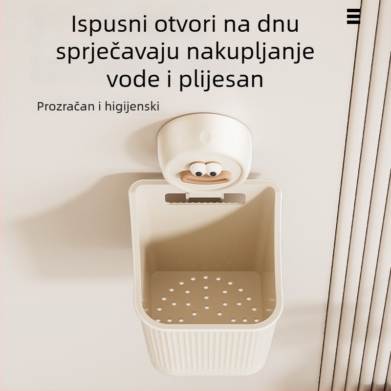 Zidni organizator kupaonice s usisnom čašom, bez bušenja, za WC i umivaonik
