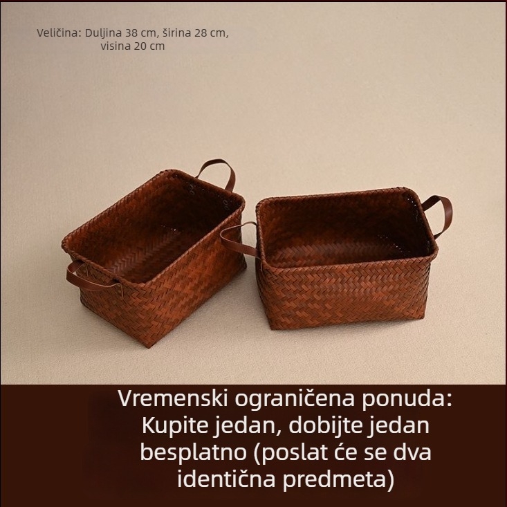 Koš za pohranu u američkom retro stilu s imitacijom ratana, pogodan za grickalice, igračke, odjeću i ostale predmete; svestran nosilac i koš za piknik.