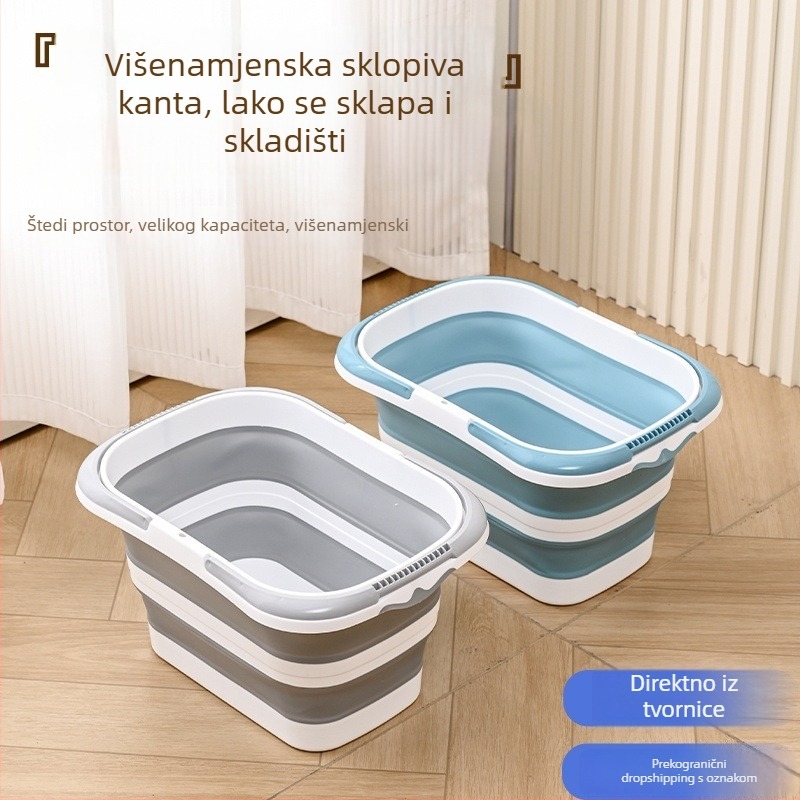 Sklopiva pravokutna plastična košara za rublje, višenamjenski spremnik za pohranu