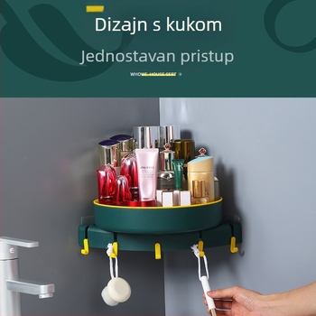 Zidni rotirajući ormarić za kupaonicu bez bušenja, kutna trokutasta polica