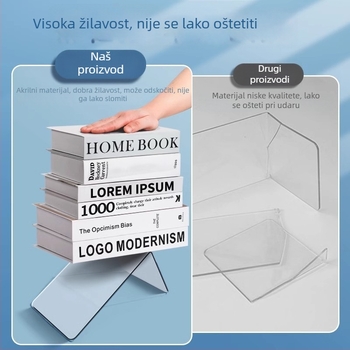 Prozirni akrilni držač knjiga za studente, kompaktna stolna knjižnica, fiksni dijeljivač za pohranu knjiga