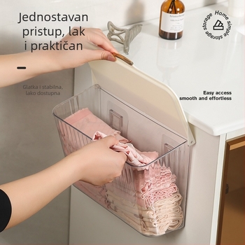 Lagani luksuzni organizator za donje rublje i koš za prljavu odjeću, zidni spremnik za kupaonicu s poklopcem, višenamjenski kuhinjski stalak bez bušenja