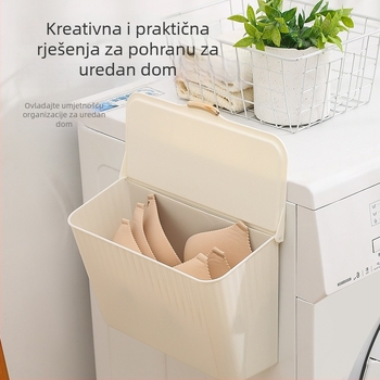 Lagani luksuzni organizator za donje rublje i koš za prljavu odjeću, zidni spremnik za kupaonicu s poklopcem, višenamjenski kuhinjski stalak bez bušenja